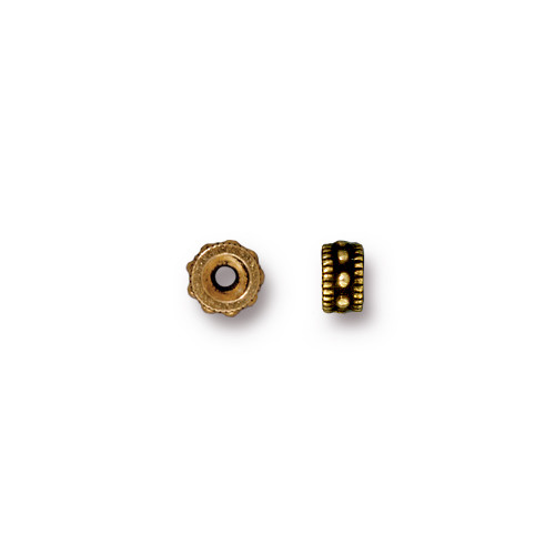 Rococo Round Spacer Bead, Antiqued Gold Plate, 100 per Pack