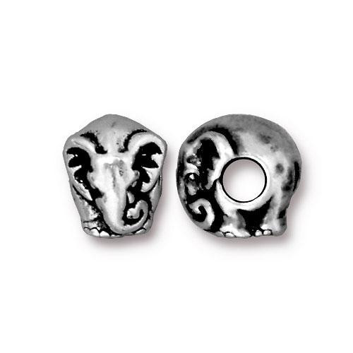 Elephant Euro Bead, Antiqued Silver Plate, 20 per Pack
