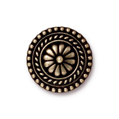 Large Bali Button, Oxidized Brass Plate, 20 per Pack