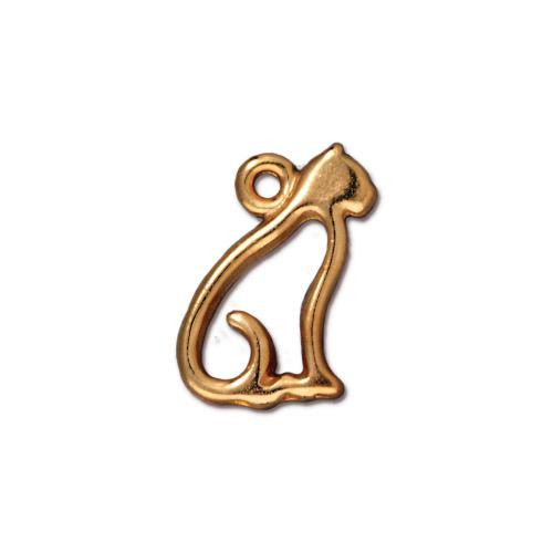 Open Cat Charm, Gold Plate, 20 per Pack