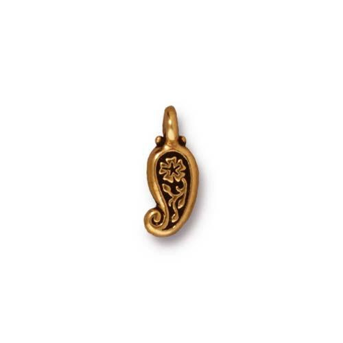 Paisley Charm, Antiqued Gold Plate, 20 per Pack