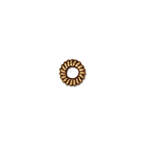 Small Coiled Ring Bead, Antiqued Gold Plate, 100 per Pack