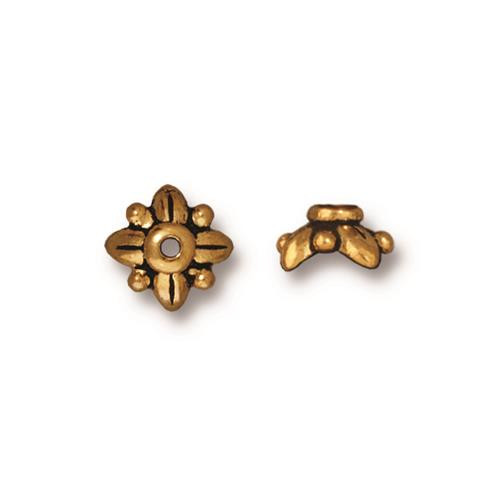 Acorn 8mm Bead Cap, Antiqued Gold Plate, 20 per Pack - TierraCast, Inc.