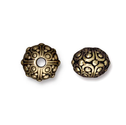 Flower Nugget Large Hole Spacer Bead, Antiqued Gold Plate, 50 per Pack -  TierraCast, Inc.