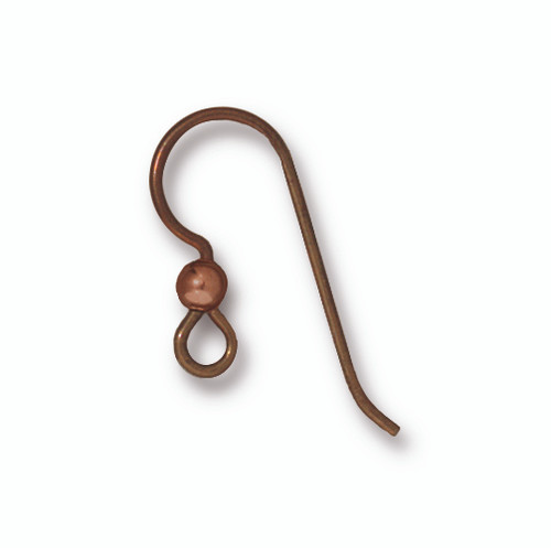 French Hook Ear Wire with 3mm Antique Copper Bead, Copper, 50 per Pack