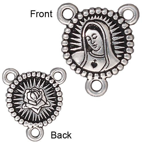 Our Lady Link, Antiqued Silver Plate, 20 per Pack
