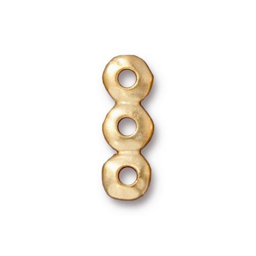 Nugget 3 Hole Bar Link 7mm, Gold Plate, 20 per Pack