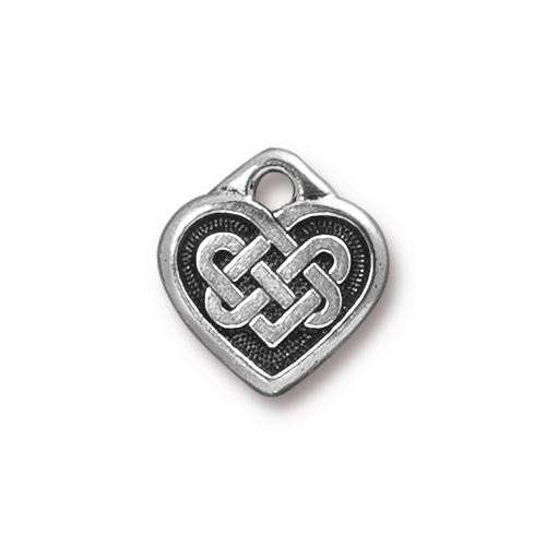 Milagro Heart Charm, Antiqued Silver Plate, 20 per Pack - TierraCast, Inc.