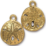 Sand Dollar Charm, Antiqued Gold Plate, 20 per Pack