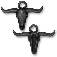 Longhorn Charm, Oxidized Black Pewter, 20 per Pack