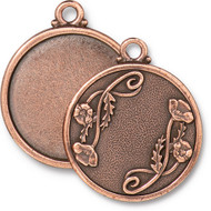 Poppy 1" Bezel, Antiqued Copper Plate, 10 per Pack