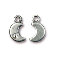 Moon Charm with SS9 Crystal, Antiqued Pewter, 10 per Pack