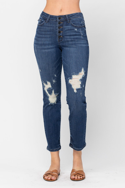 ZigZag Button Fly Boyfriend Jeans