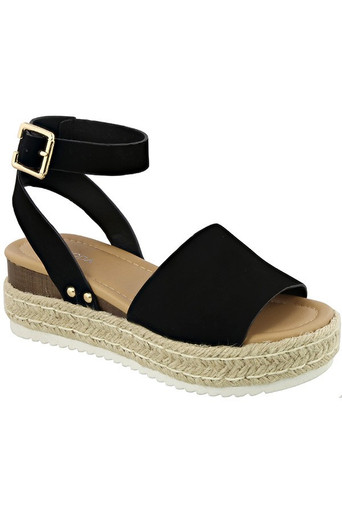 Soda Women Wedge Sandals Open Toe Ankle Strap Flatform Espadrilles Trim  Platform TOPIC-S Gray 10 - Walmart.com