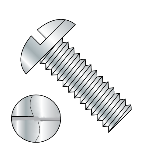 10-24 x 1" One Way Round Head Machine Screw Zinc Plated