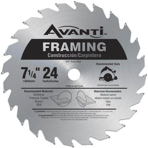Avanti,carbide tipped circular saw blade,7-1/4 circular blade for wood,framing blade,5/8 arbor
