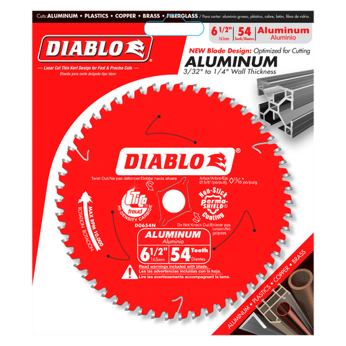 carbide tipped circular saw blade,6-1/2" circular blade for aluminum,5/8" Arbor with Diamond Knockout,aluminum blade,medium aluminum blade