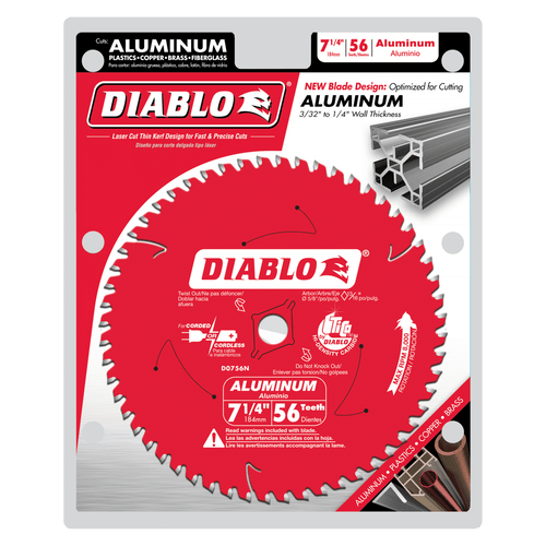 carbide tipped circular saw blade,7-1/4" circular blade for aluminum,5/8" Arbor with Diamond Knockout,aluminum blade,thick aluminum blade