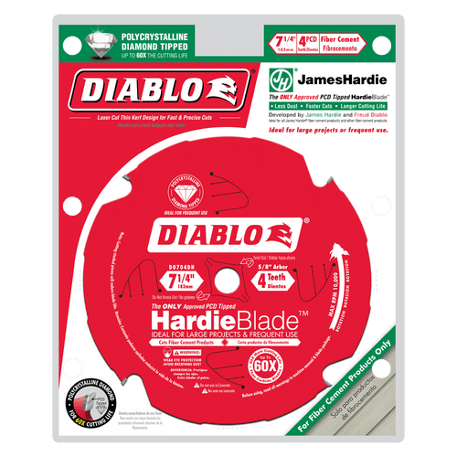 PCD tipped circular saw blade,7-1/4" circular blade for fiber cement,5/8" Arbor,diamond knockout,James Hardie approved,triple chip design,polycrystalline diamond