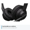 Close-up of the soft leatherette ear cushions on the Eartec Office 308D headset