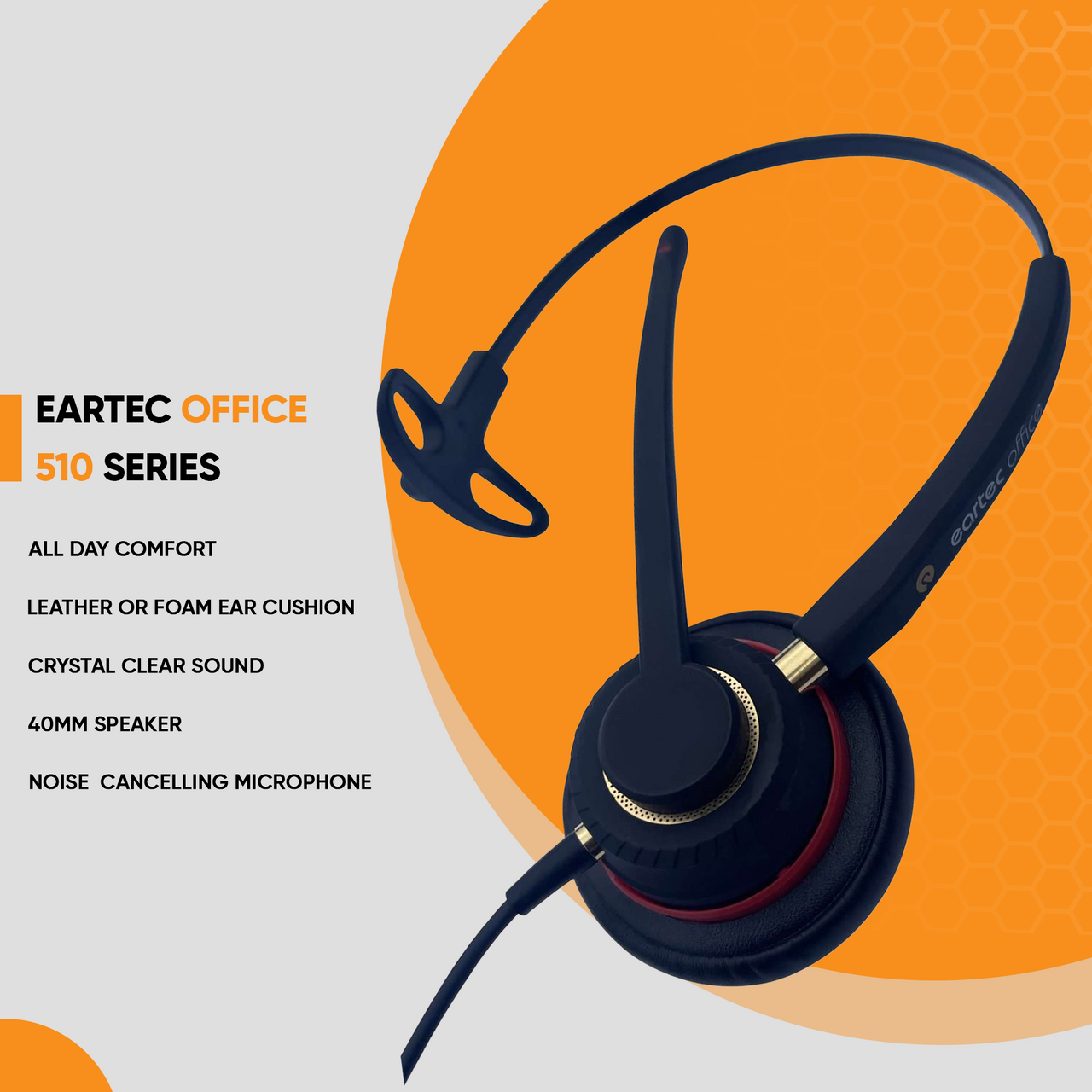 Eartec Office 510 Monaural Flex Boom Headset - EAR510