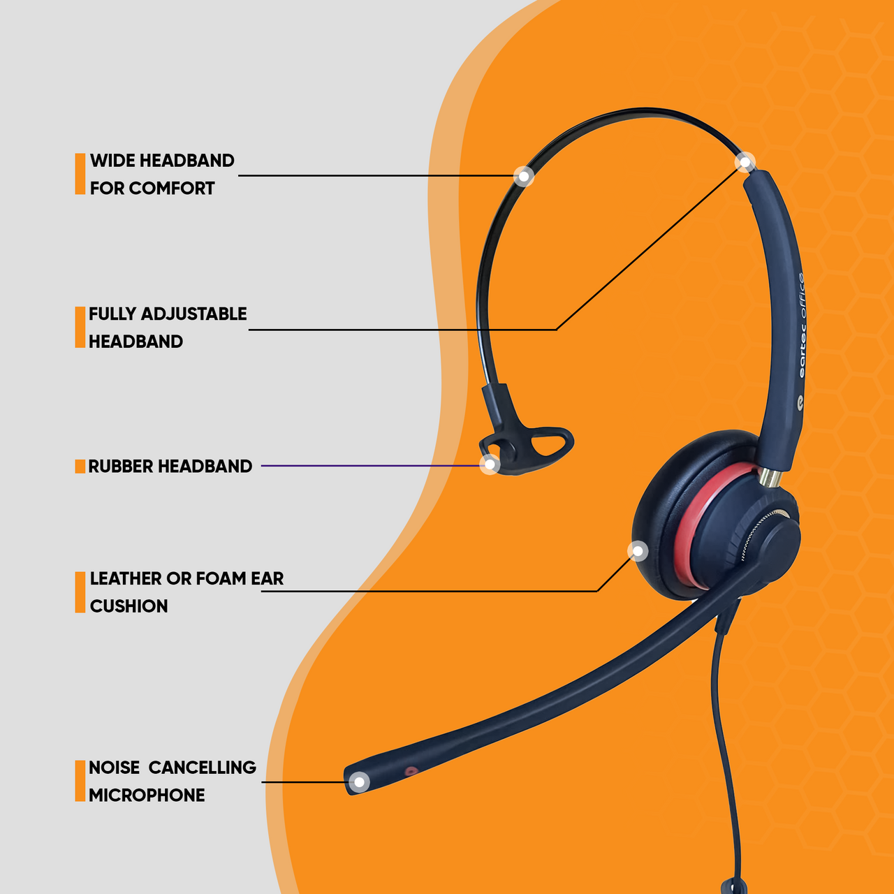 Eartec Office 510 Monaural Flex Boom Headset - EAR510