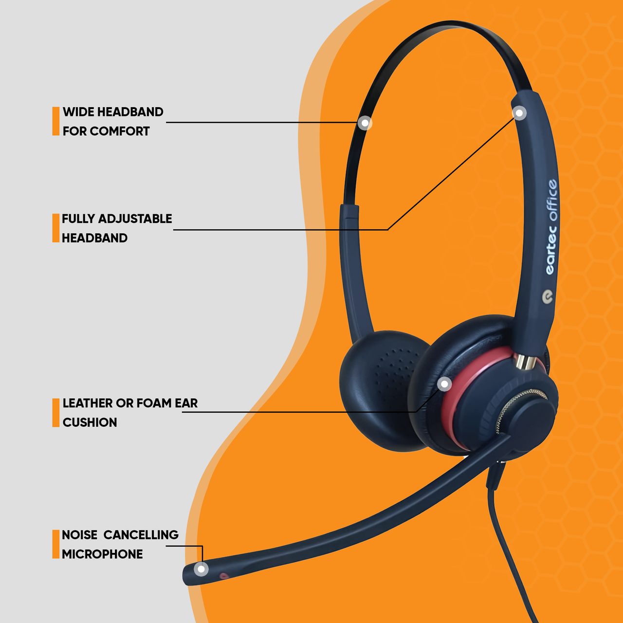 Eartec Office 510D Binaural Headset with Flex Boom & QD - EAR510D