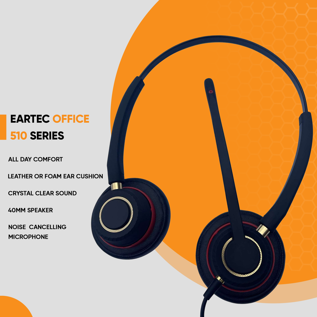 Eartec Office 510D Binaural Headset with Flex Boom & QD - EAR510D