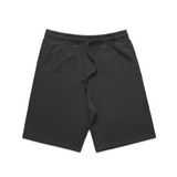 Faded stadium shorts in a dark grey colour, featuring an elastic waistband and pockets. Includes a logo.