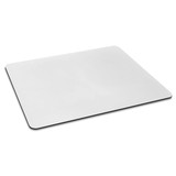 A rectangular mouse mat in white with a black edge, featuring a smooth surface suitable for office use.
