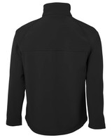 A soft shell jacket in black, featuring a stand-up collar and a smooth back design. 