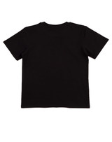 A black fitted stretch tee, featuring short sleeves and a simple design. The back is plain without any logos or embellishments.