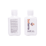 A white bottle of 60ml SPF 50 sunscreen lotion with a logo and informational text on the label.