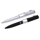 A flash drive pen set in silver and black, featuring a sleek design and a branding logo on each pen.
