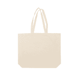 A cream-coloured tote bag with two long handles and a simple design, featuring a logo.