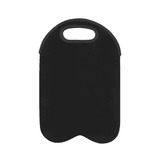 A black neoprene twin wine bottle holder featuring a handle and a sleek design, ideal for keeping bottles cool.