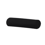 A black cooling towel rolled up, featuring a textured surface and a logo.