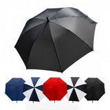 A range of York Umbrellas in various colours: black, red, navy, white, and a black and white combination.