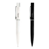 A set of two pens in white and black, each featuring a silver clip and branding on the barrel.