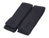 Black changeable apron straps with a textured finish, designed for workwear use. The image includes a branding logo.