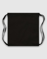 A black drawstring bag with two matching straps, featuring a plain design without any visible logos or text.