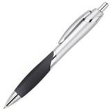 A silver and black Circinus pen with a chrome clip and grip, featuring a branding logo on the barrel.