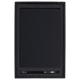 A black recycled journal and pen set in a sleek black gift box, featuring an interior foam lining and a logo.