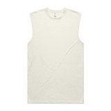 A sleeveless tank top in a soft pastel green colour, featuring a simple design and a label on the collar.