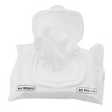 A packet of antibacterial wet wipes with a white flip-top lid, containing 20 pieces.