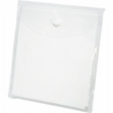 A clear plastic pouch with a flap closure. The pouch is empty and displayed on a white background.