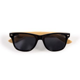 Bamboo sunglasses with a classic style and black lenses, displayed against a neutral background.
