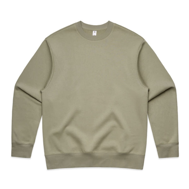 A khaki jumper with a crew neck and long sleeves, featuring a small logo.