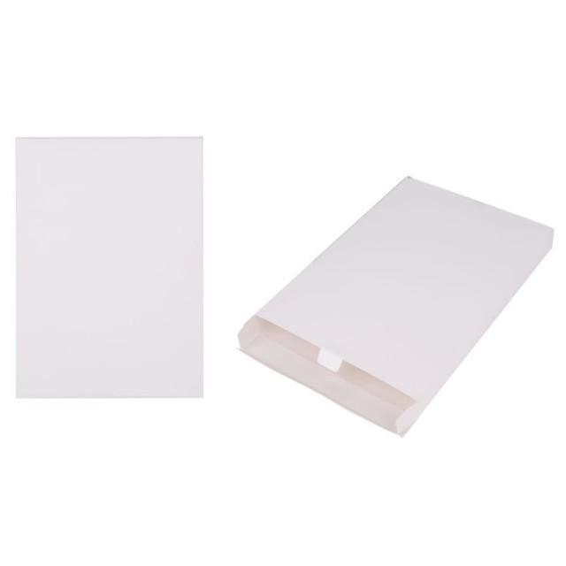 A white gift box with a flap closure, featuring a smooth surface and a simple design.