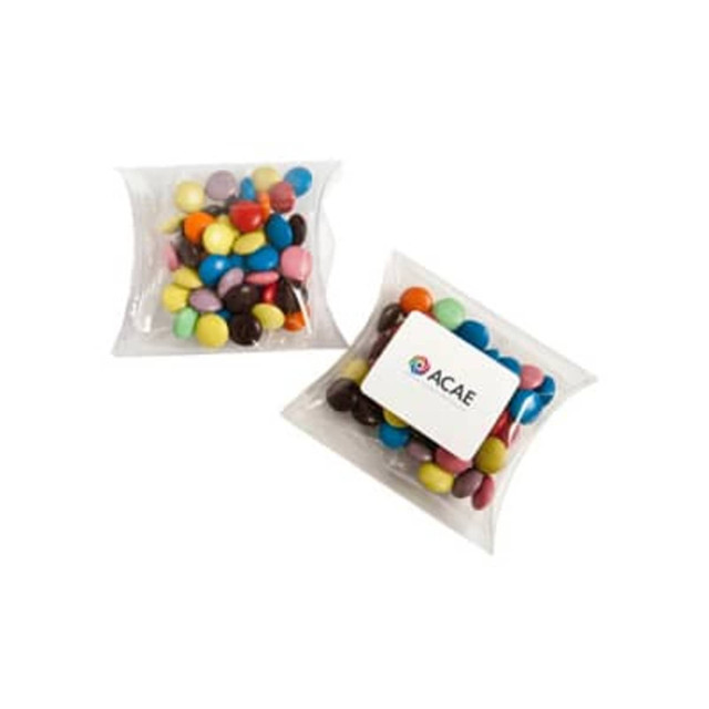 Branded Pillow Pack with Sticker - Corp Coloured Choc Beans